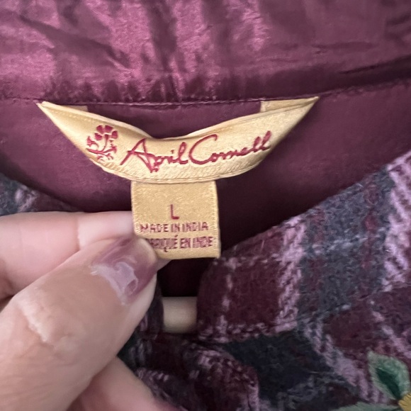 April Cornell Wool Blend/Burgundy and Gray Plaid Coat - Picture 7 of 16